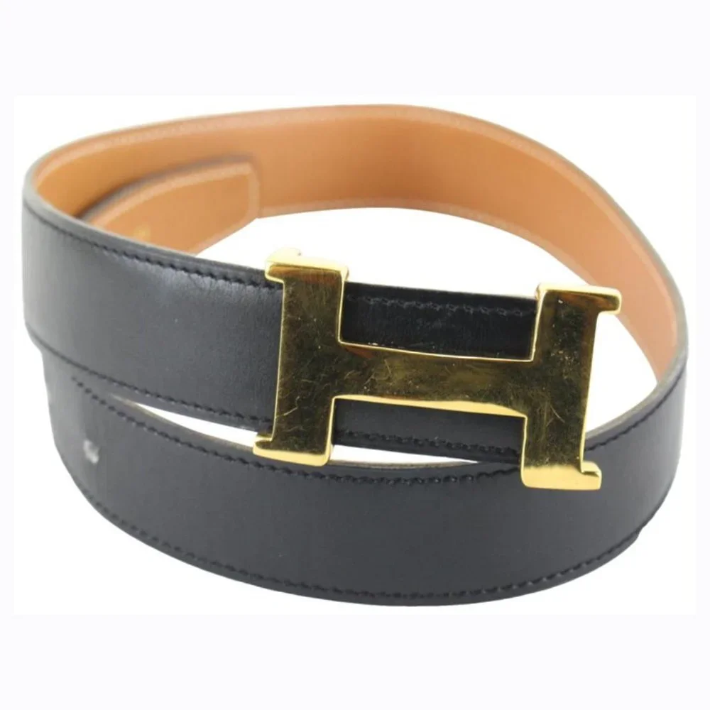 Hermès Reversible Black x Brown x Gold 24mm Constance H Logo Belt Kit 72h84s